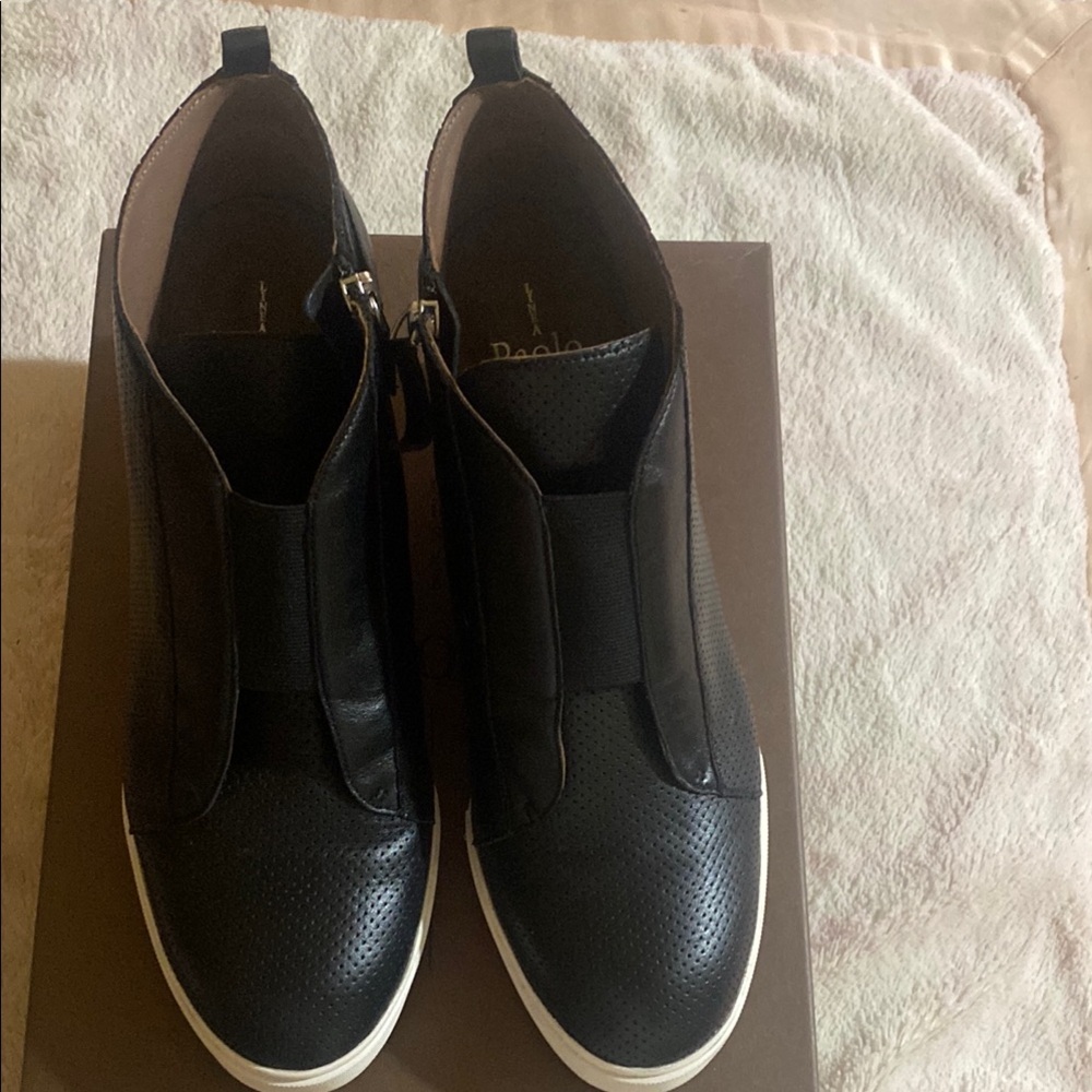 Paolo Black Ankle Boots with White Soles- Size 10